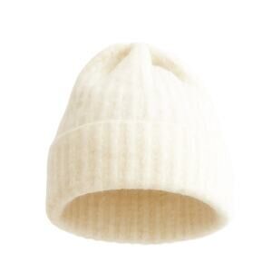 Free People Cream Ribbed Knit Beanie